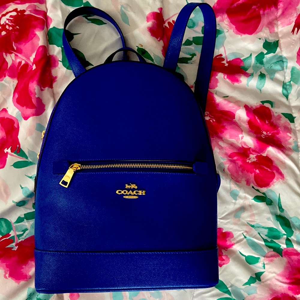 Coach blue leather backpack
